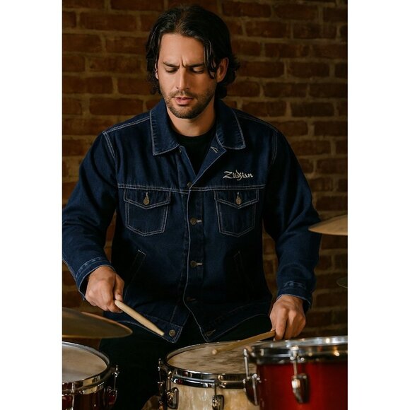 Zildjian Logo Denim Jacket Men's XL NWT Button Front Made in Canada READ - Picture 2 of 8